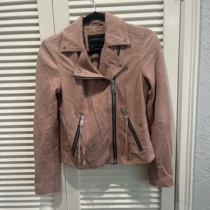 NWT All Saints pink putty suede moto jacket never worn